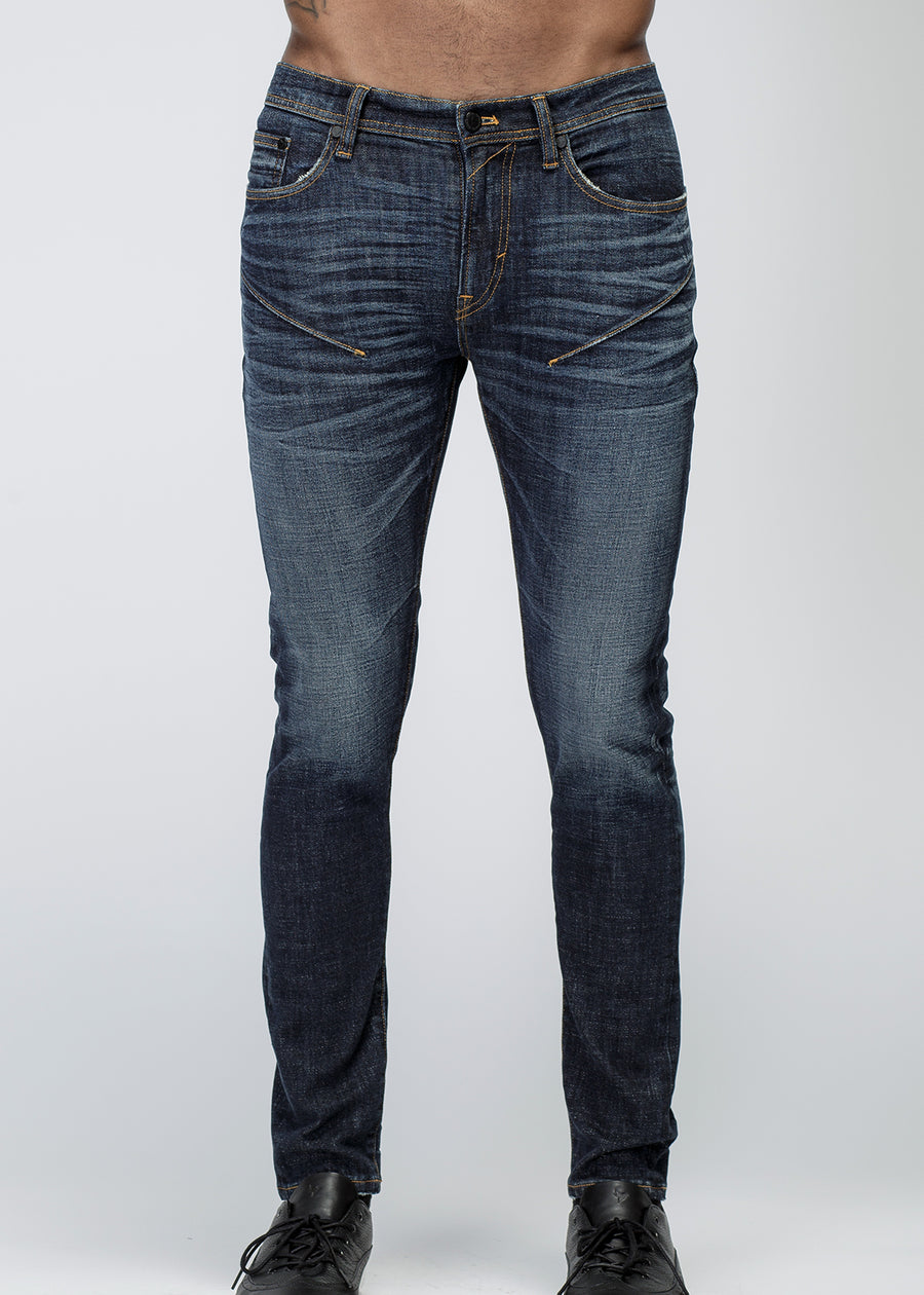 Konus Men's Skinny Jeans in Medium Wash in Dark Denim - shopatkonus