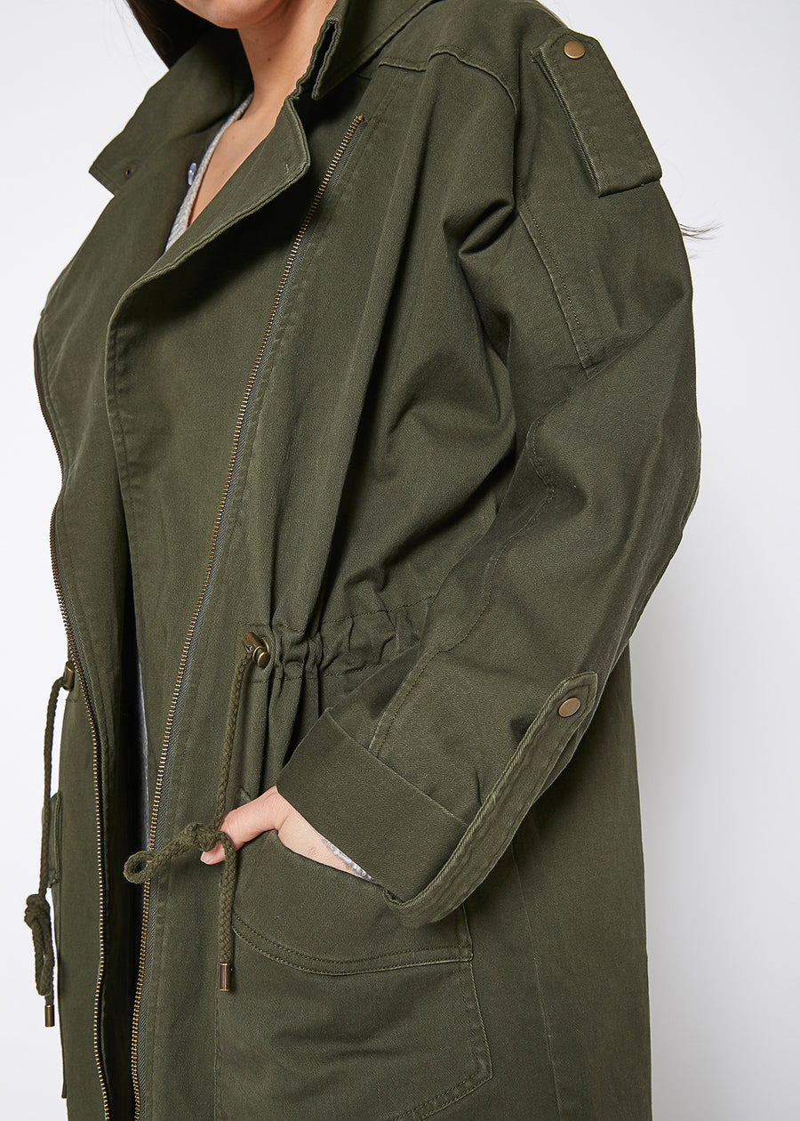 Women's Oversized Utility Jacket In Olive - shopatkonus