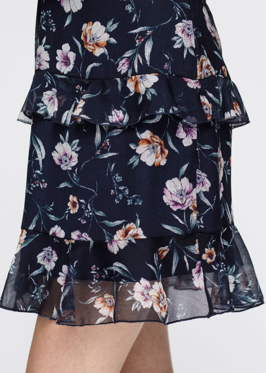 Wax Flower Mini Ruffled Sleeveless Dress - shopatkonus