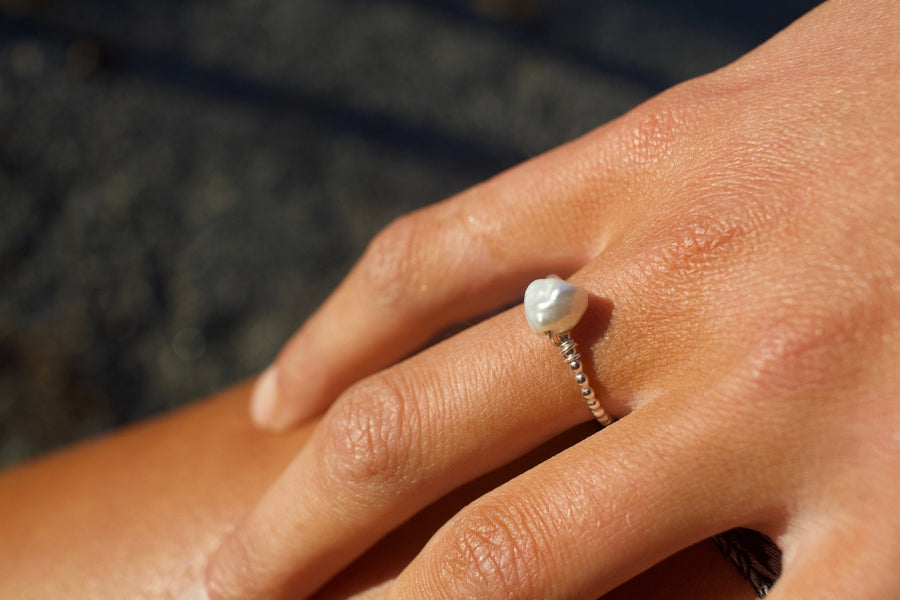 Beaded Freshwater Keshi Pearl Ring by Toasted Jewelry - shopatkonus