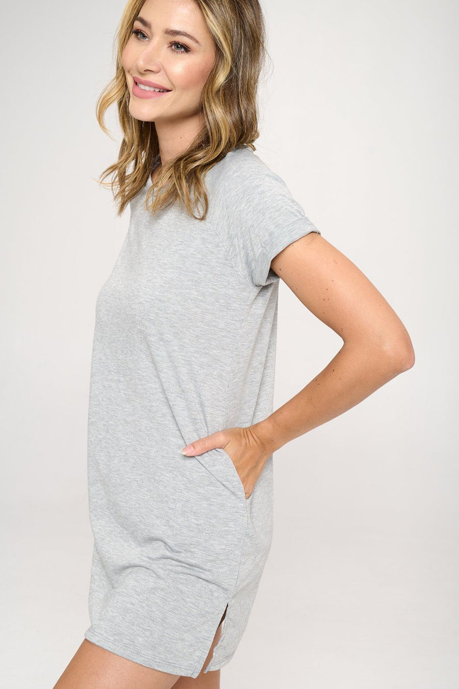 Desi - Heather Grey T-Shirt Dress by EVCR - shopatkonus