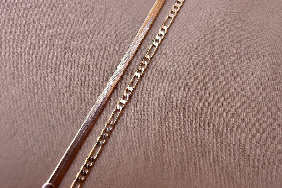 Figaro & Herringbone Bracelet Set by Toasted Jewelry - shopatkonus