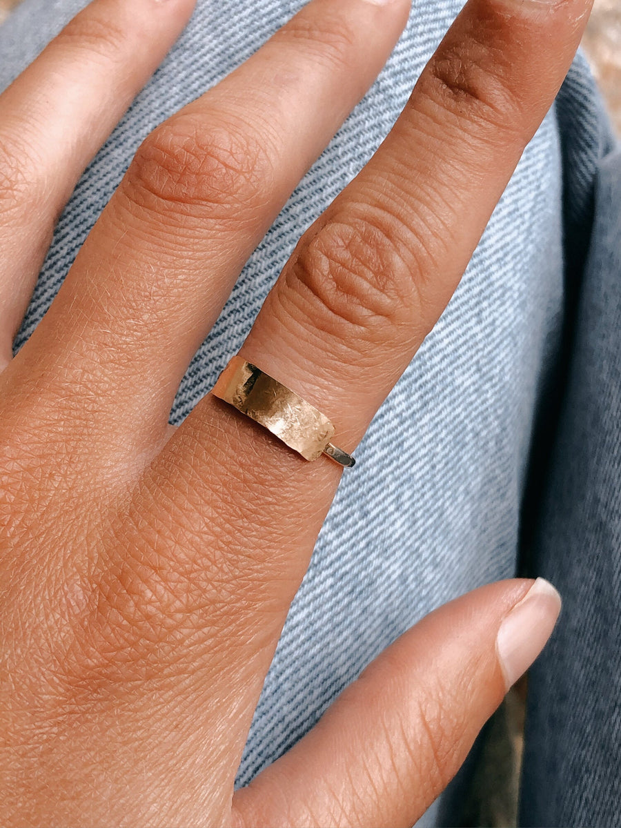 Hammered Horizontal Bar Ring by Toasted Jewelry - shopatkonus