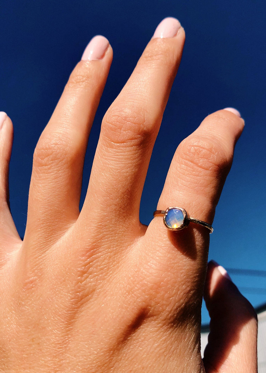 Opal Hammered Gold Ring by Toasted Jewelry - shopatkonus