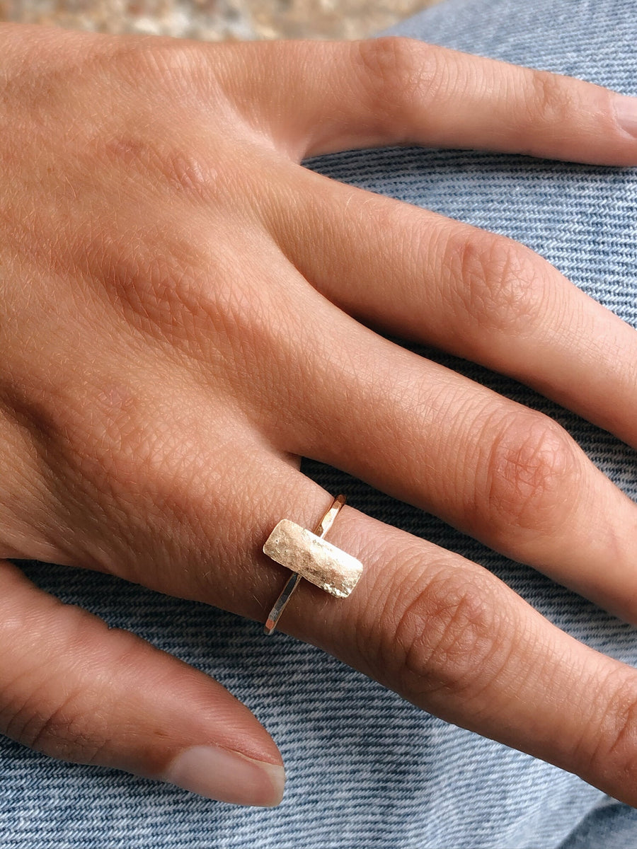 Hammered Vertical Bar Ring by Toasted Jewelry - shopatkonus